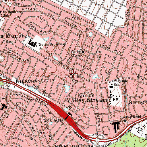 Topographic Map of Nassau County Police Station, NY