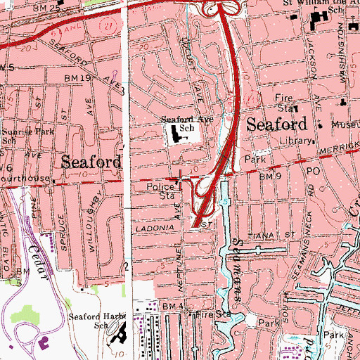 Topographic Map of Nassau County Police Department 7th Precinct Station, NY