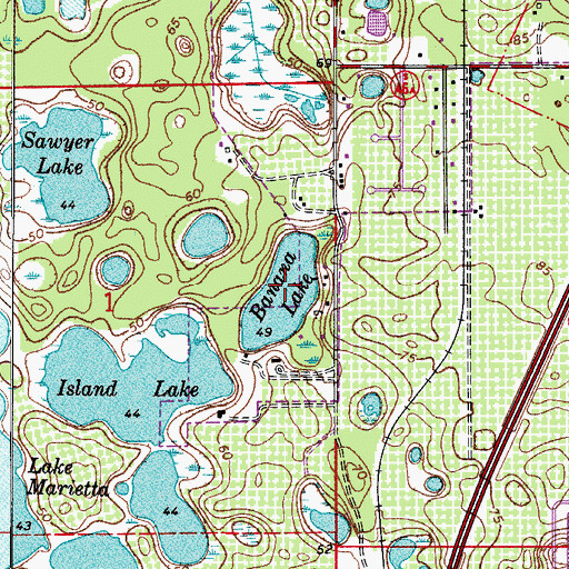 Topographic Map of Banana Lake, FL