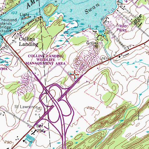 Topographic Map of New York State Police Troop D Zone 3 Alexandria Bay Station, NY