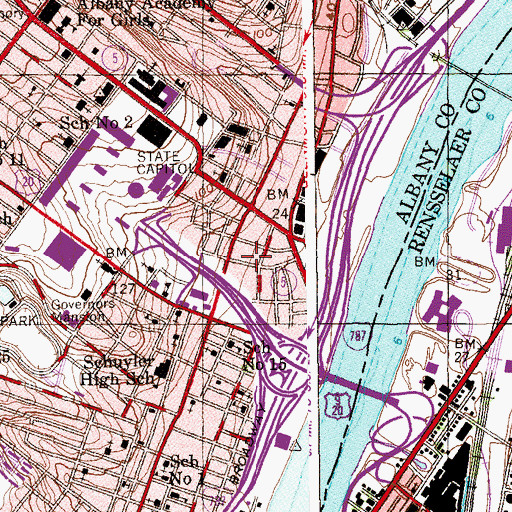 Topographic Map of Hudson Avenue Post Office, NY