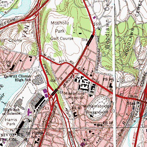 Topographic Map of Mosholu Post Office, NY