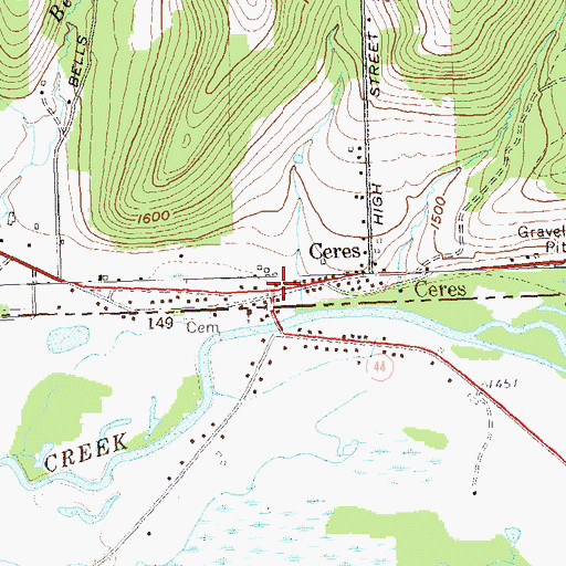 Topographic Map of Ceres Post Office, NY