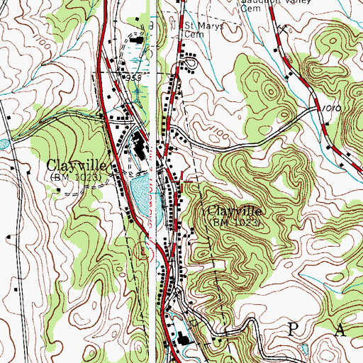 Topographic Map of Clayville Post Office, NY