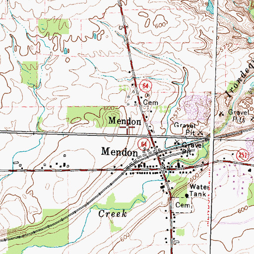 Topographic Map of Mendon Post Office, NY
