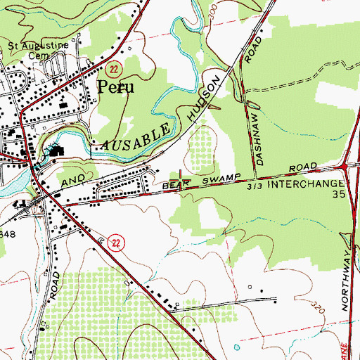 Topographic Map of Peru Post Office, NY