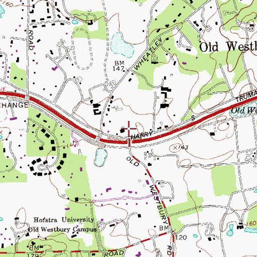 Topographic Map of Old Westbury Post Office, NY