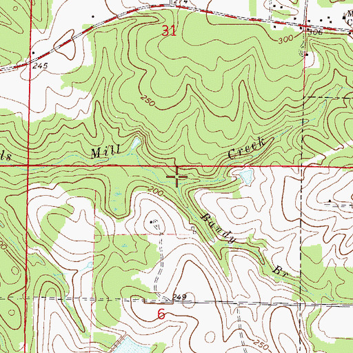 Topographic Map of Bandy Branch, FL