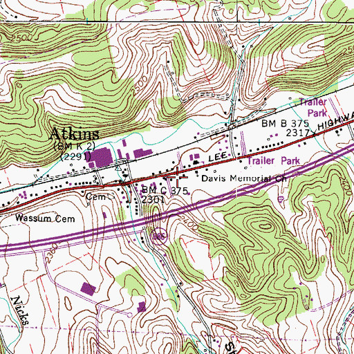 Topographic Map of Atkins Post Office, VA