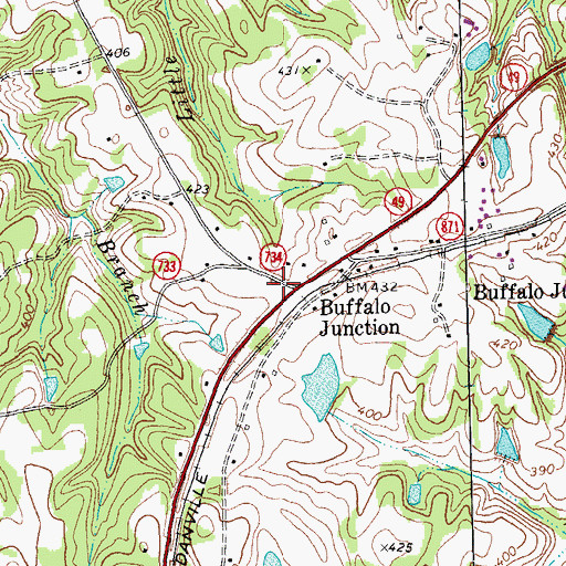 Topographic Map of Buffalo Junction Post Office, VA