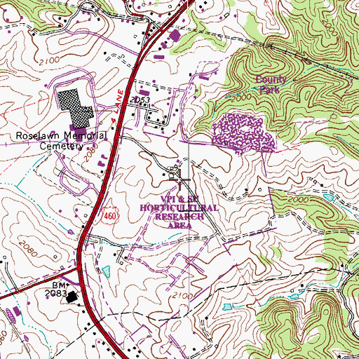 Topographic Map of Christiansburg Post Office, VA