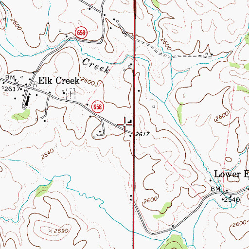 Topographic Map of Elk Creek Post Office, VA