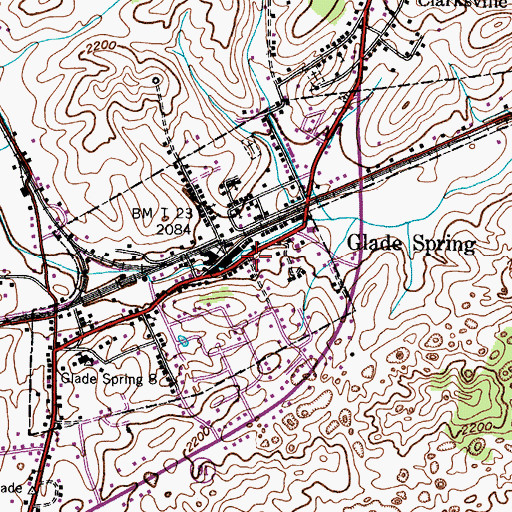 Topographic Map of Glade Spring Post Office, VA