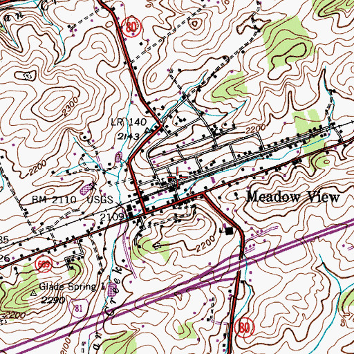 Topographic Map of Meadowview Post Office, VA