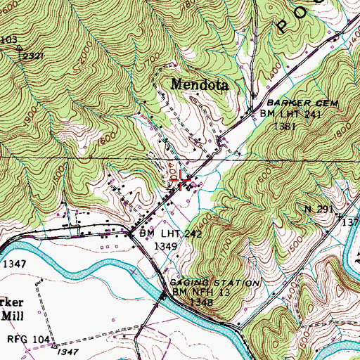 Topographic Map of Mendota Post Office, VA