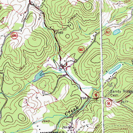 Topographic Map of Montebello Post Office, VA