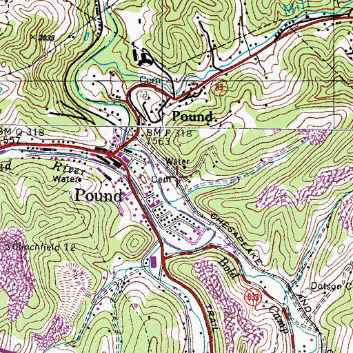 Topographic Map of Pound Post Office, VA