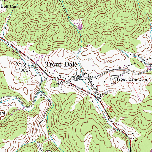 Topographic Map of Troutdale Post Office, VA