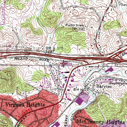 Topographic Map of Dominion Post Office, VA