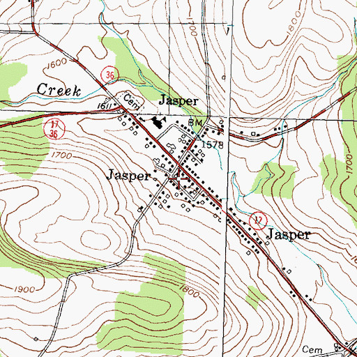 Topographic Map of Jasper Post Office, NY