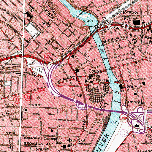 Topographic Map of Metro Post Office, NY