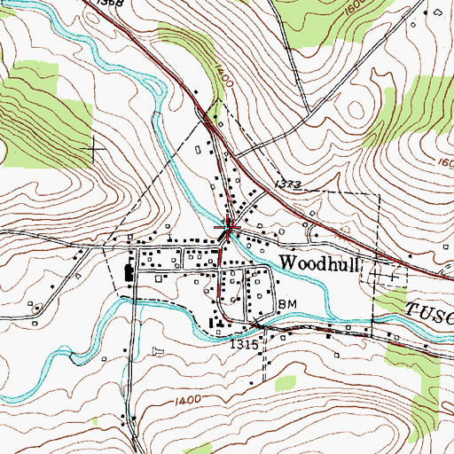 Topographic Map of Woodhull Post Office, NY