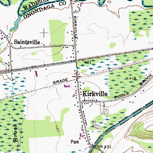 Topographic Map of Kirkville Post Office, NY