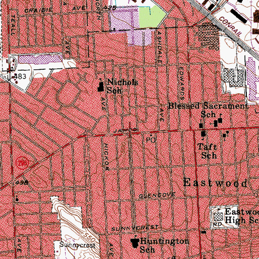 Topographic Map of Eastwood Post Office, NY