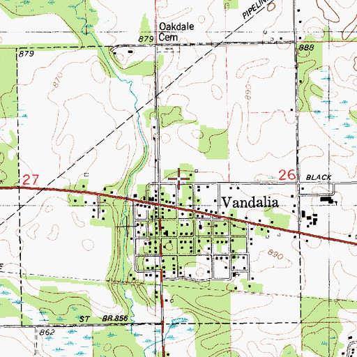 Topographic Map of Bogue Street Memorial Garden, MI