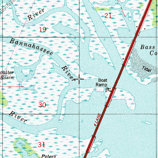 Topographic Map of Bannahassee River, FL