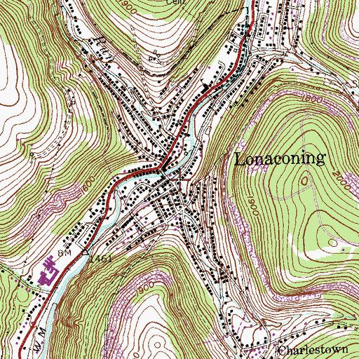 Topographic Map of Lonaconing Police Department, MD