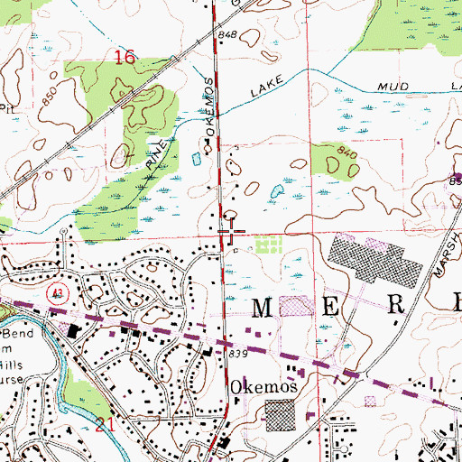 Topographic Map of Meridian Township Fire Department Station 91 Central, MI