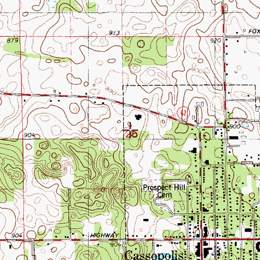 Topographic Map of Cass County Jail, MI