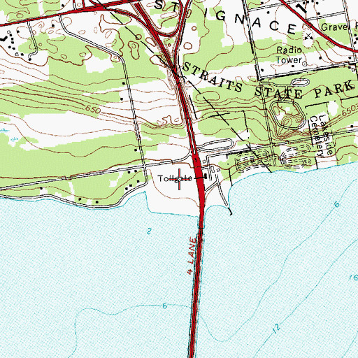 Topographic Map of Michigan State Police District 8 Saint Ignace Post 83, MI