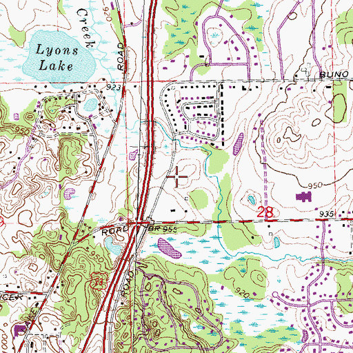 Topographic Map of Michigan State Police Department District 1 Brighton Post 12, MI