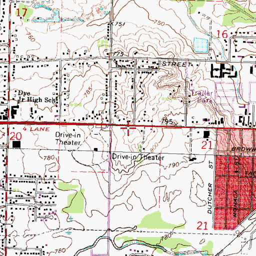 Topographic Map of Michigan State Police District 3 Headquarters, MI