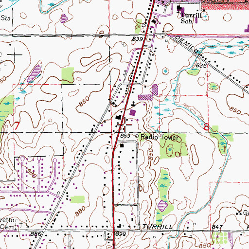 Topographic Map of Michigan State Police District 3 Lapeer Post 34, MI