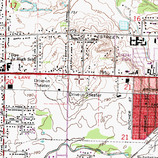 Topographic Map of Michigan State Police District 3 Flint Post 35, MI