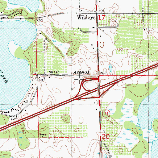 Topographic Map of Michigan State Police District 5 Paw Paw Post 51, MI