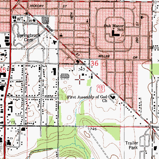 Topographic Map of Michigan State Police District 5 Niles Post 53, MI