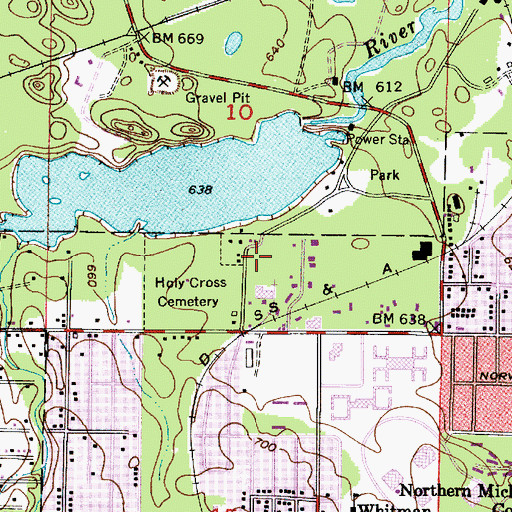 Topographic Map of Michigan State Police District 8 Headquarters, MI