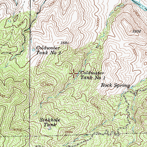 Topographic Map of Coldwater Tank Number One, AZ