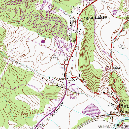 Topographic Map of Pinto Post Office, MD