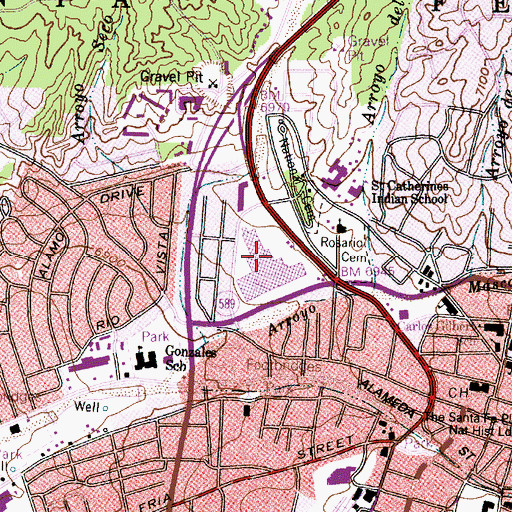 Topographic Map of De Vargas Post Office, NM