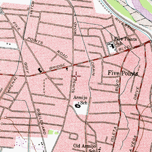 Topographic Map of Five Points Post Office, NM