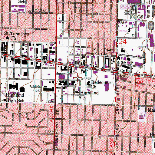 Topographic Map of Highland Post Office, NM