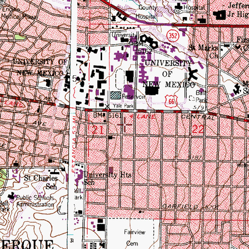 Topographic Map of University Post Office, NM