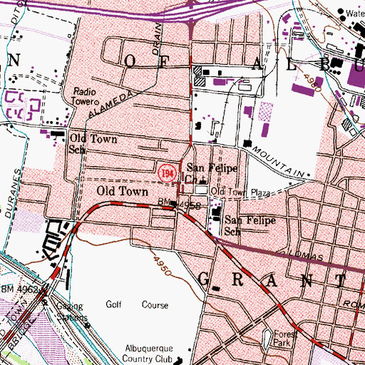 Topographic Map of Old Town Plaza Post Office, NM