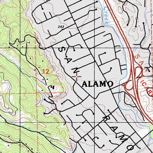 Topographic Map of Alamo Post Office, CA