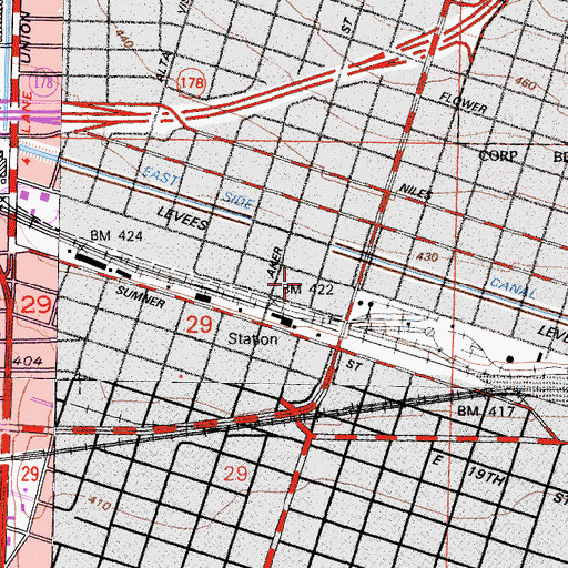 Topographic Map of East Bakersfield Post Office, CA